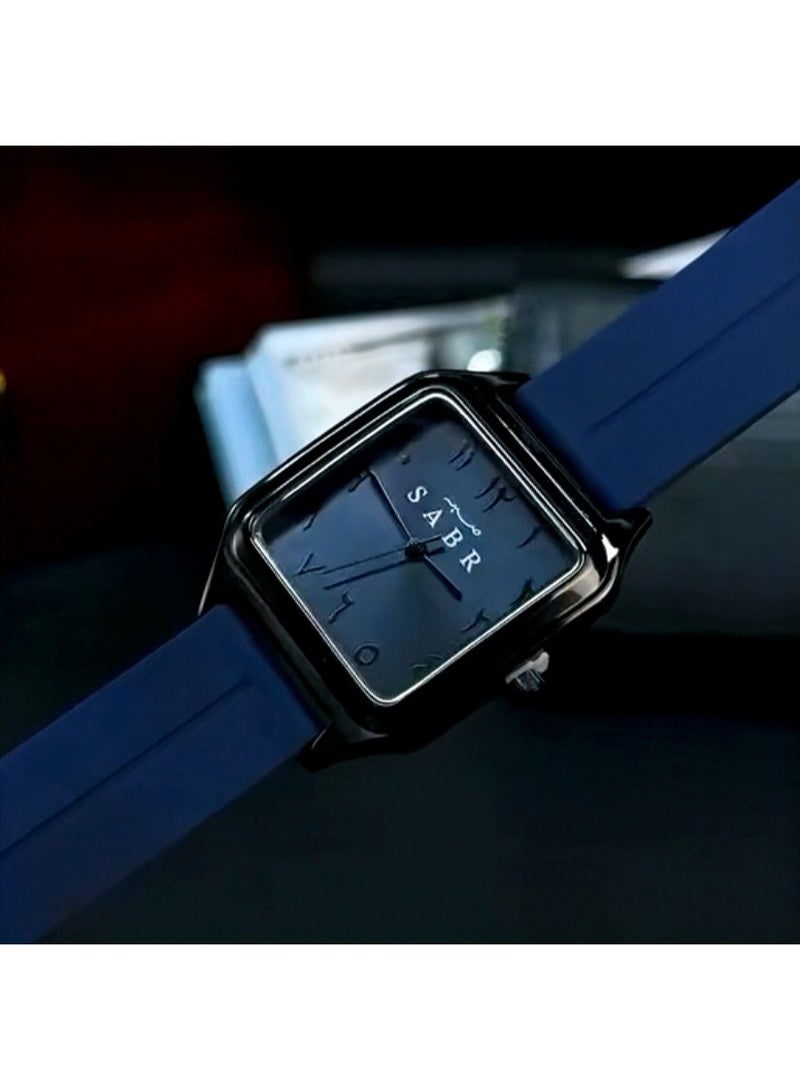 Sabr Arabic Watch for Men & Women - Square Quartz Wristwatch, Alloy Case, 3 ATM Waterproof, Silicone Strap, Magnetic Buckle - Image 3